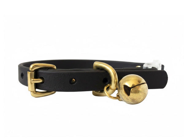 Black-cat-collar-vegan-biothane-leather-traditional-breakaway-safety-buckle-bell