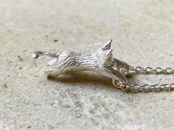 Sterling Silver Hanging Cat Necklace