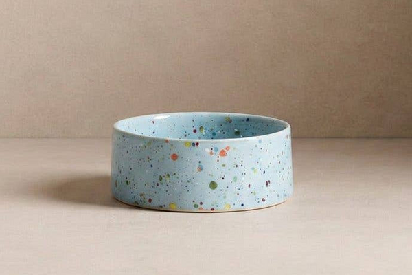 Ceramic Cat Bowl - Blue Speckles
