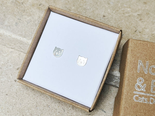 Sterling silver cat earrings in gift box for cat lovers and cat mums