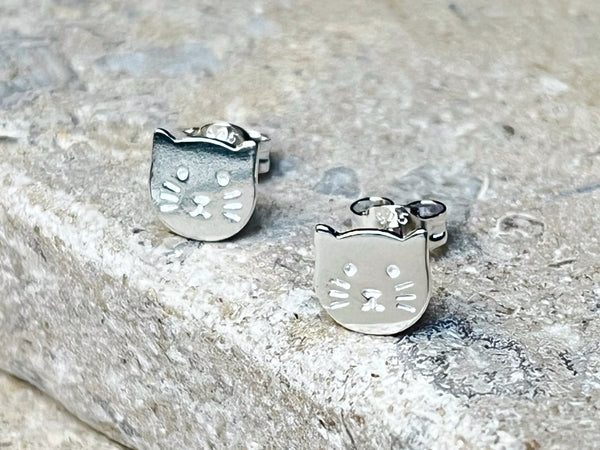 Sterling silver cat earrings