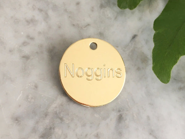 Gold brass cat or kitten ID tag engraved with personalised text