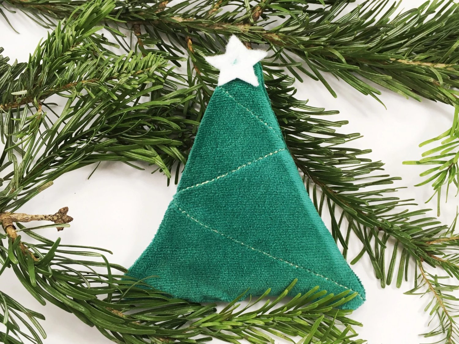 Cat Christmas tree toy with organic catnip in organic cotton velvet, made in the UK