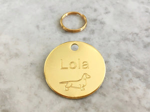 Dog Tag Art Dachshund Puppy Love Personalized Pet ID Tag for Dogs, Silent  Polymer Dog Tag with Customized Identification Information - Small .875