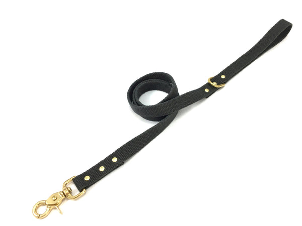 Grey Cotton Dog Lead With Solid Brass Trigger Snap Hook