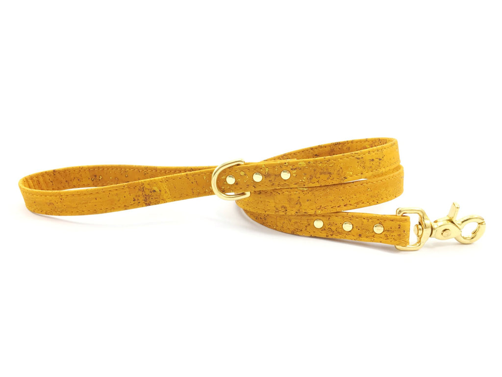 Unique Dog Lead in Yellow Vegan Cork Leather With Solid Brass Snap –  Noggins & Binkles