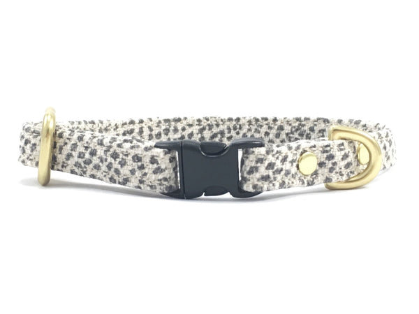Grey Polka Dot Miniature Collar With Solid Brass Hardware