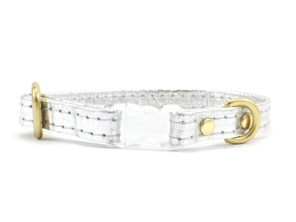 Silver Miniature Dog Collar in Piñatex Vegan Leather