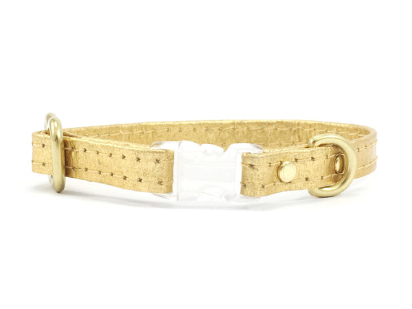 Gold Miniature Dog Collar in Piñatex Vegan Leather
