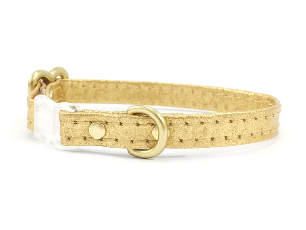 Gold Miniature Dog Collar in Piñatex Vegan Leather
