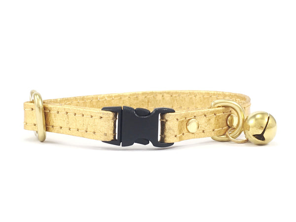 Gold Breakaway Safety Cat Collar With Solid Brass Bell in Pinatex – Noggins  & Binkles