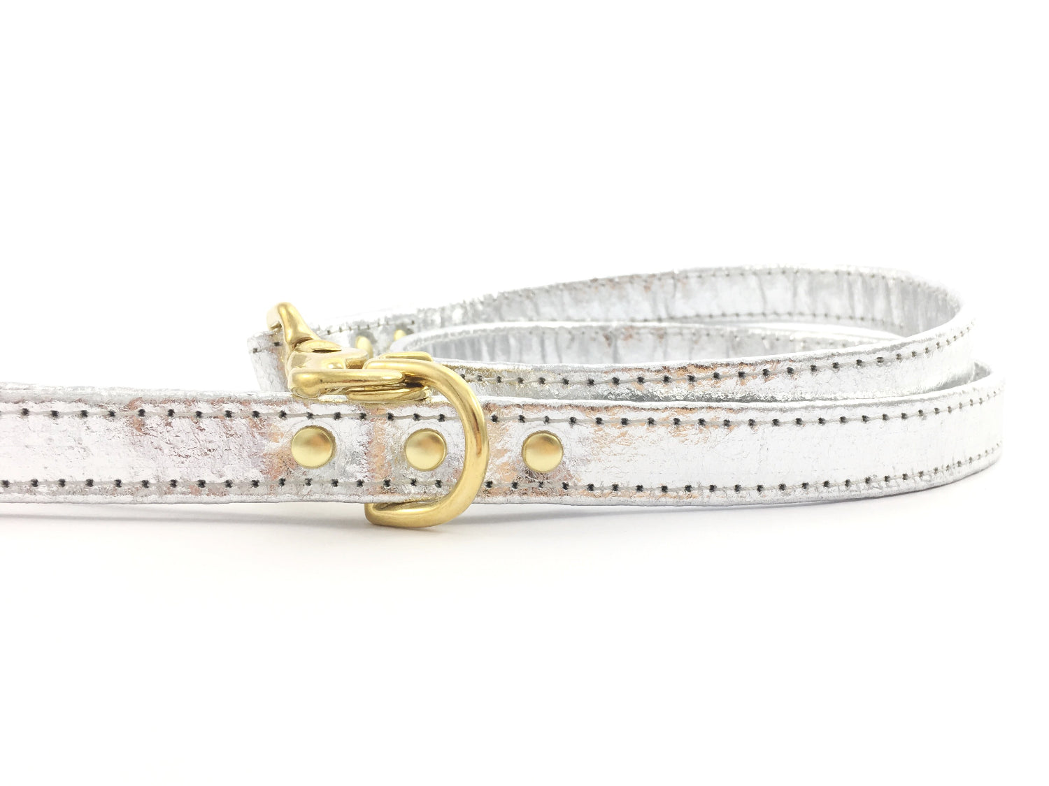 Bling silver dog lead in unique Pinatex vegan leather with solid brass trigger snap hook
