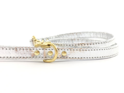 Bling silver dog lead in unique Pinatex vegan leather with solid brass trigger snap hook