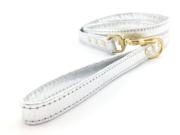 Silver dog lead in fancy bling vegan leather. Unique and sustainable Pinatex vegan leather. Made in the UK