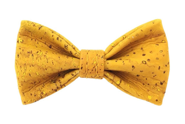 Yellow cat bow tie in vegan cork leather